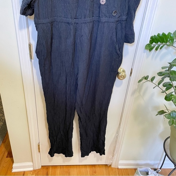 Soft Surroundings Black  Cannes Crinkle cotton  Gauze Jumpsuit  3X - Picture 6 of 8